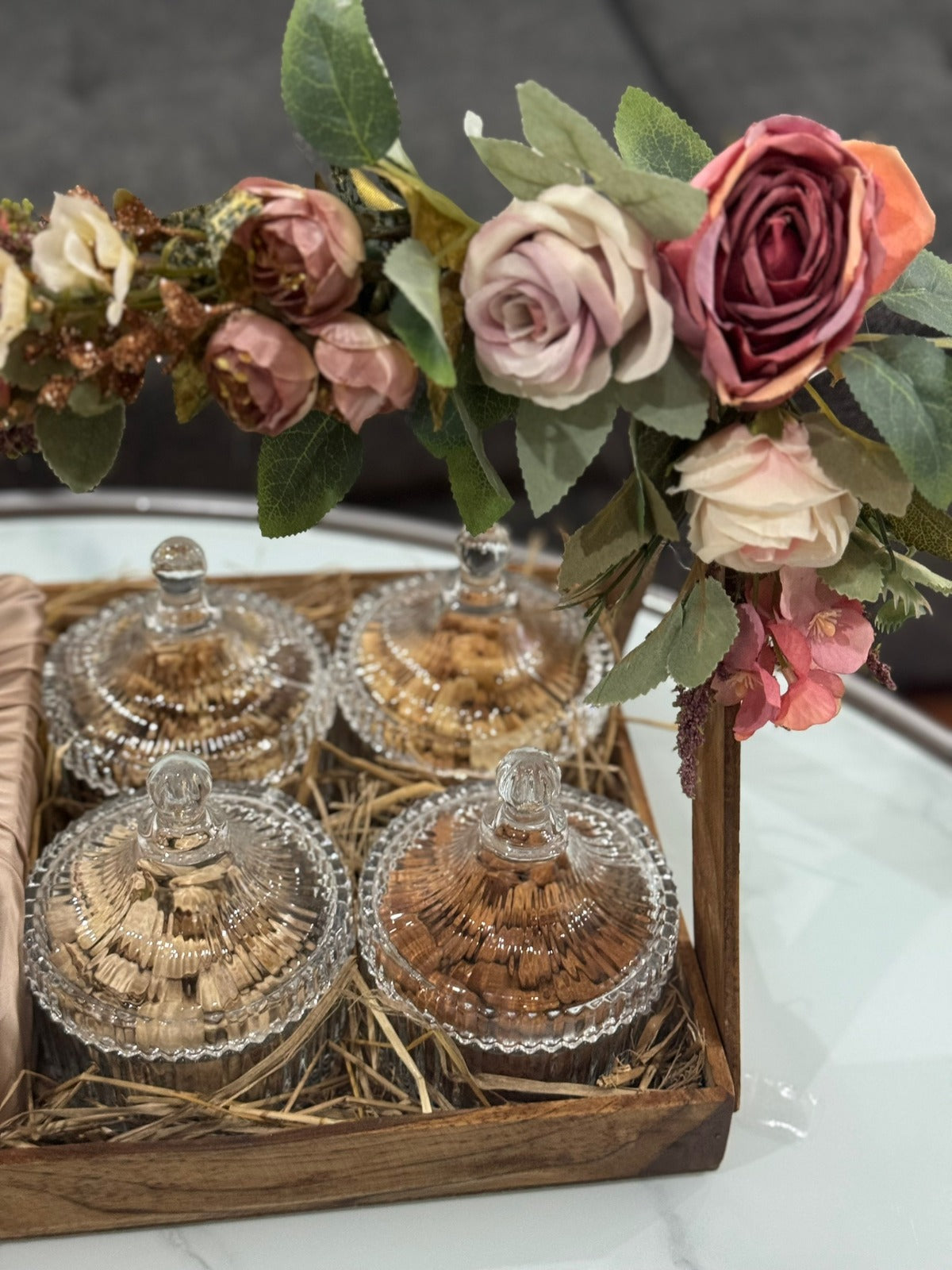 Wooden Nuts and Chocolate Tray