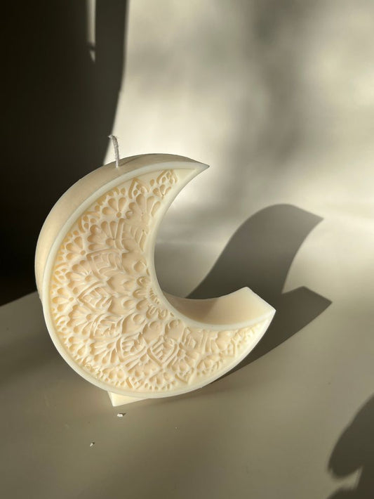 Mandala Crescent Moon & Star Candle