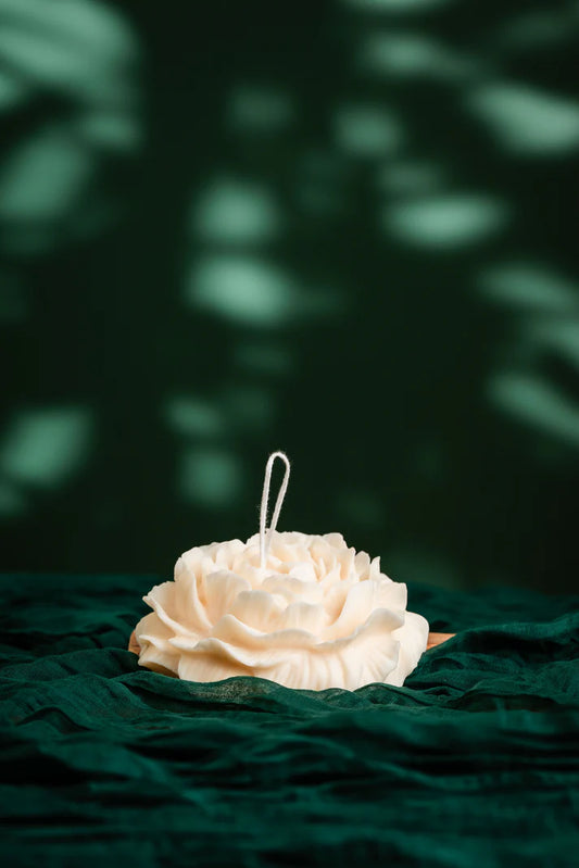 Large Peony Blossom Candle - Bold & Elegant