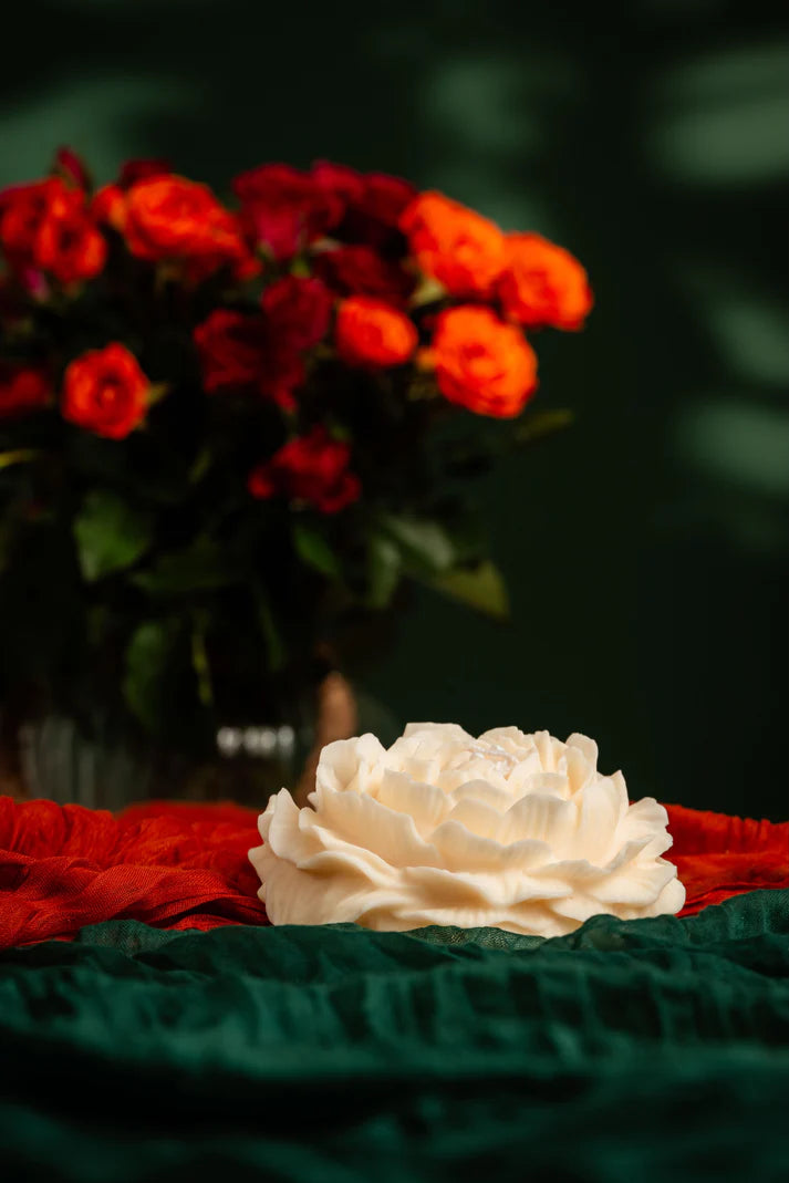 Large Peony Blossom Candle - Bold & Elegant