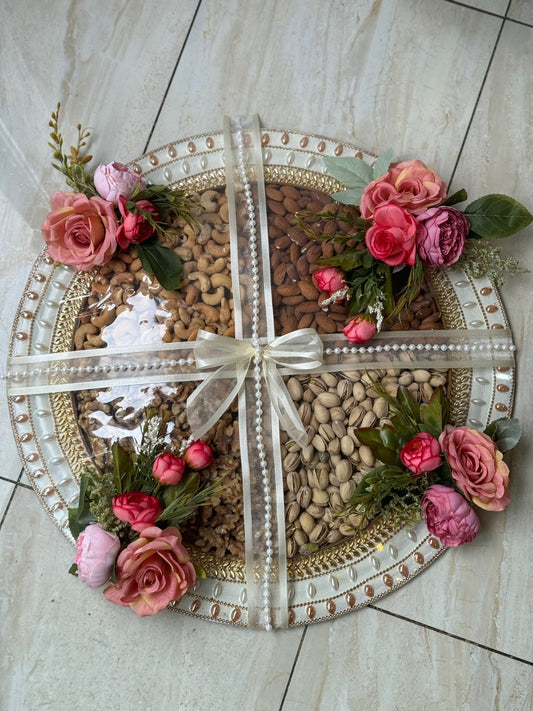 Dry Fruit Thaal - Large (White)