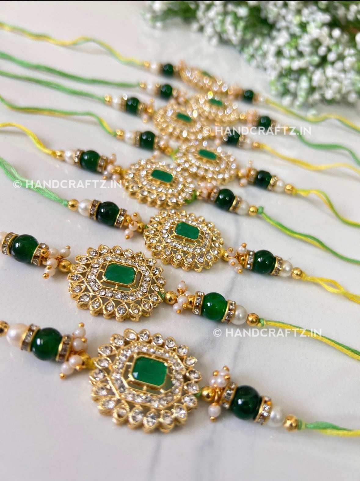 Green kundan Rakhi✨
