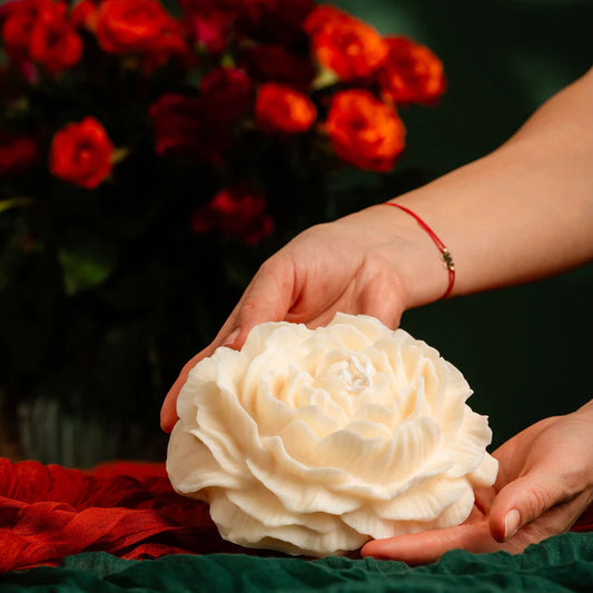 Large Peony Blossom Candle - Bold & Elegant
