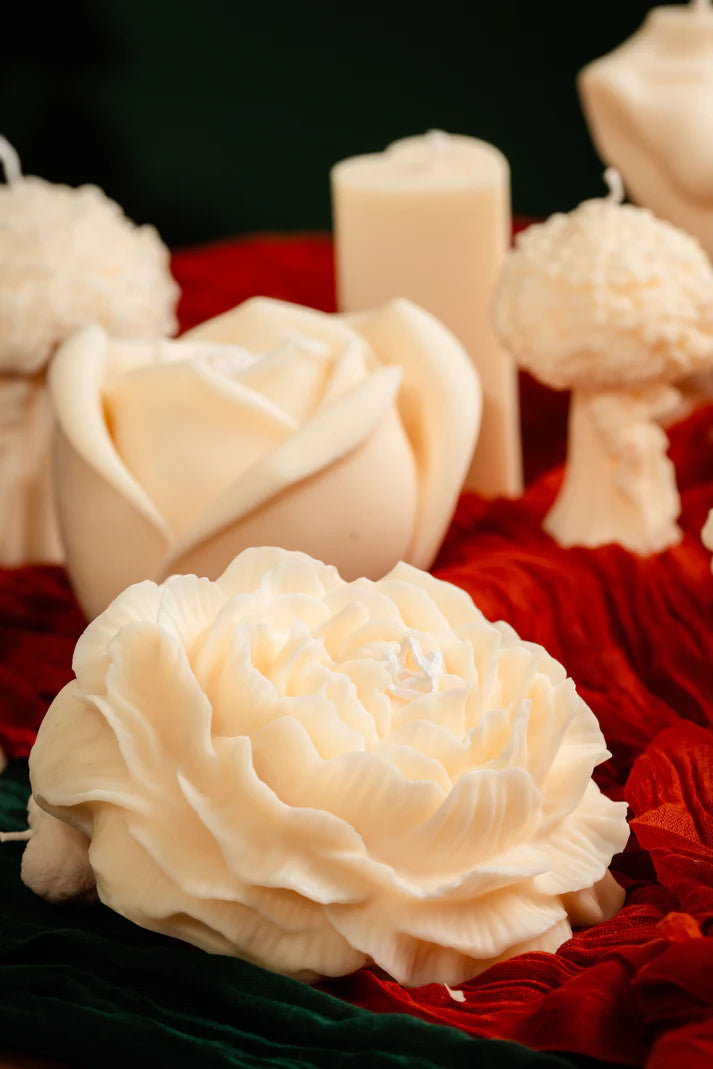 Large Peony Blossom Candle - Bold & Elegant