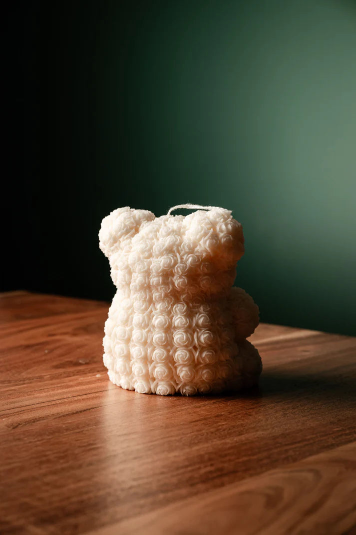 Large Rose Teddy Bear with Heart, Candle Beat, Candle Rose