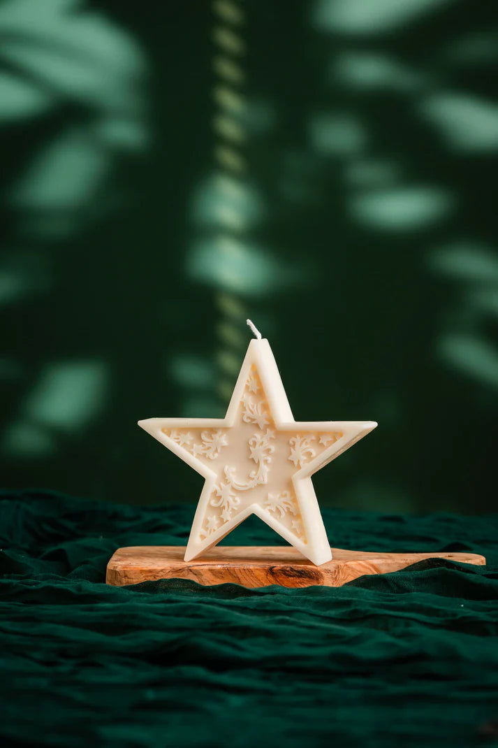 Mandala Crescent Moon & Star Candle